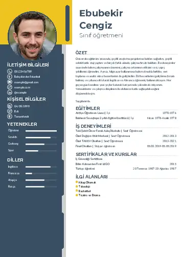 Sınıf Öğretmeni Cv Örnekleri cv indir